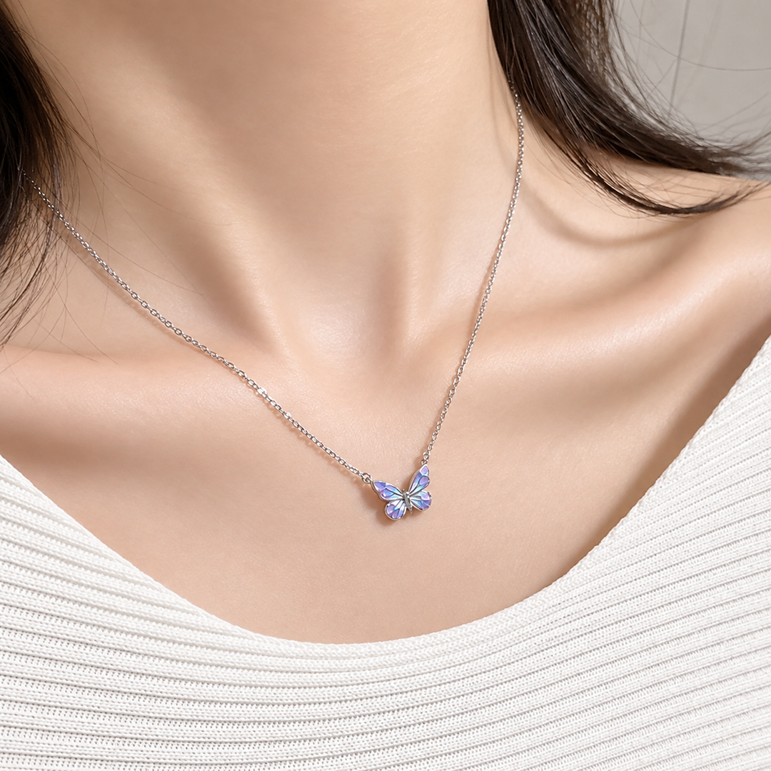 Parure Collier et Bracelet Breloque Papillon Lumineux