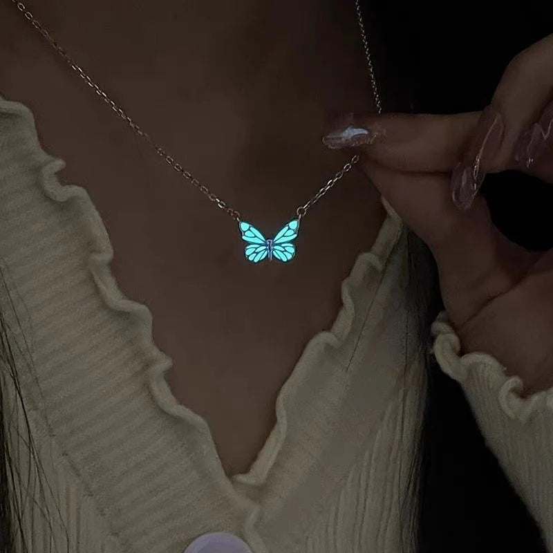 Luminous Butterfly Charm Necklace &amp; Bracelet Set