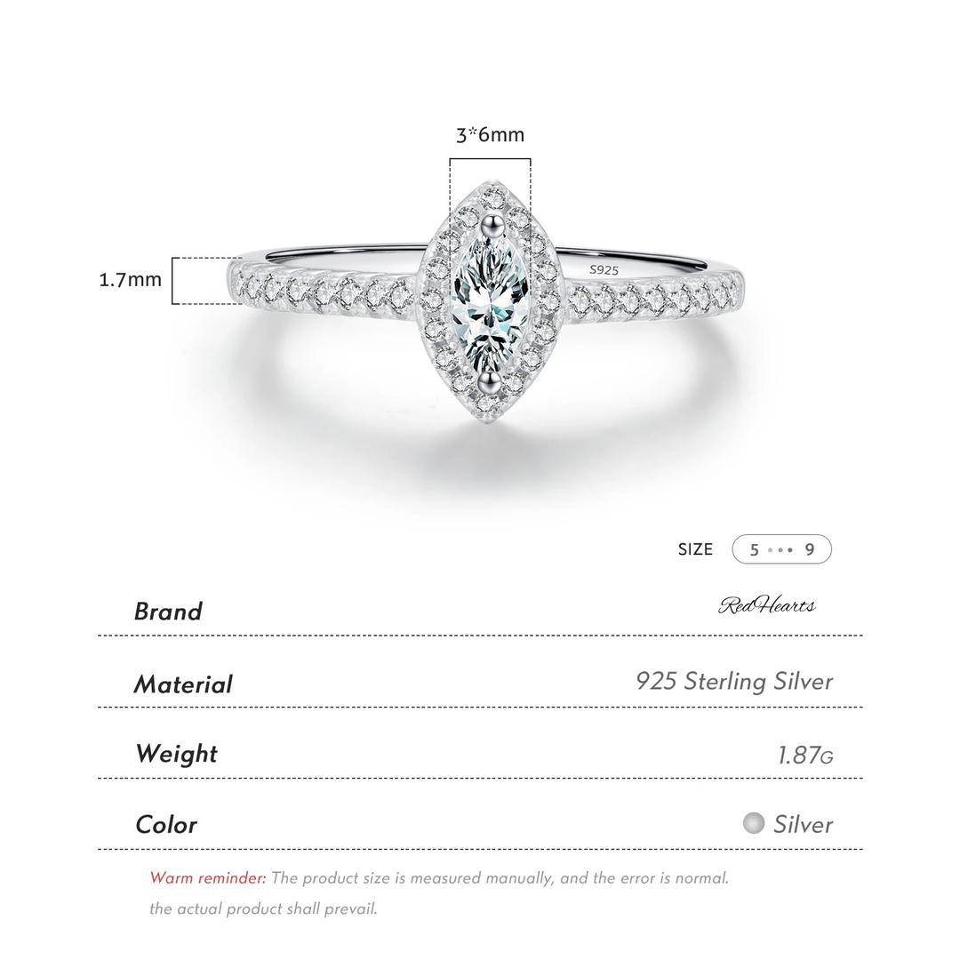 Exquisite Marquise Cut Ring 925 Sterling Silver Wedding Engagement Fine Jewelry