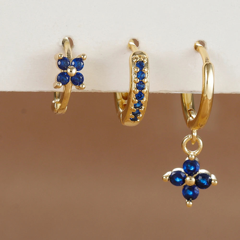 3 Pieces Flowers Drop Earring Set
