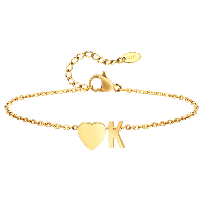 Heart Charm Initial Anklet