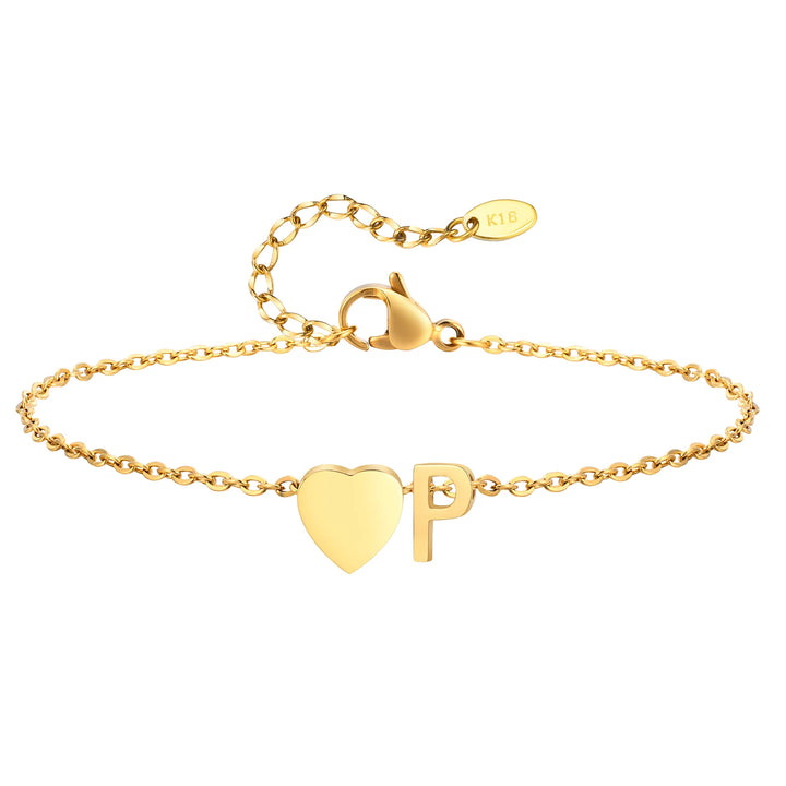 Heart Charm Initial Anklet
