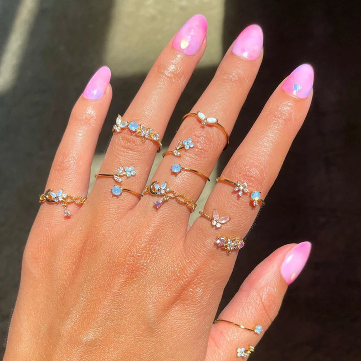 Blue Blossom Open Ring