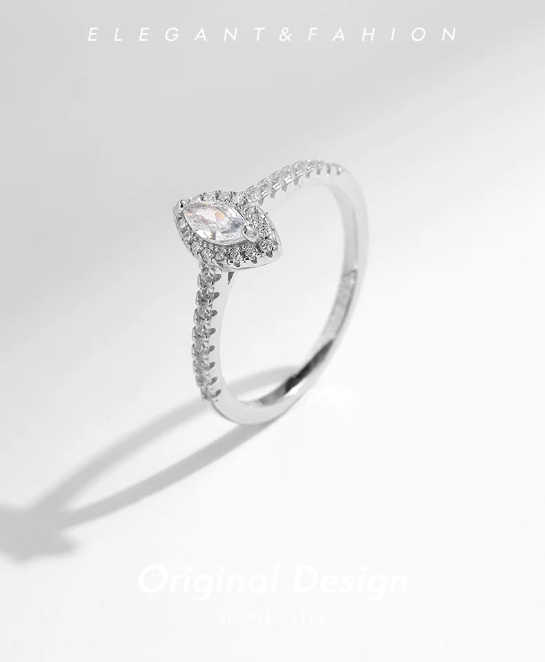 Exquisite Marquise Cut Ring 925 Sterling Silver Wedding Engagement Fine Jewelry