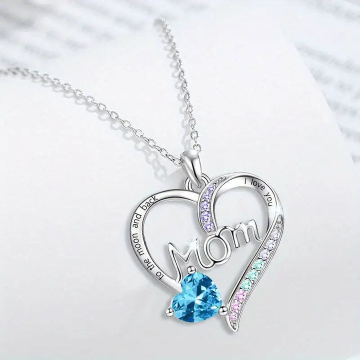 I Love You Mom Heart Necklace - Mom's Birthday - Mother's Day