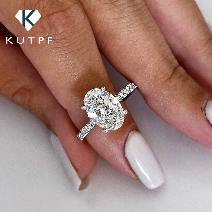 Oval Cut Full Moissanite - Engagement Ring - S925 Silver