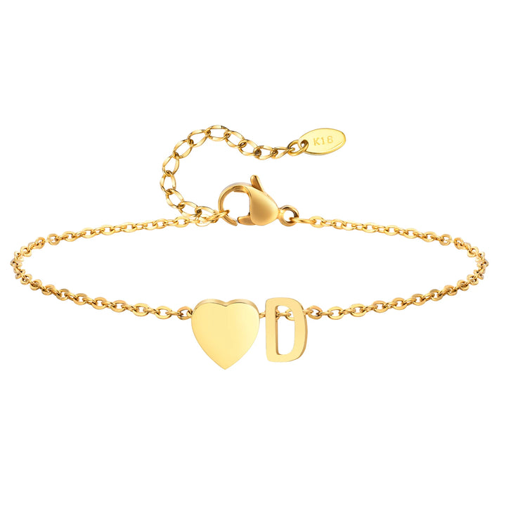 Heart Charm Initial Anklet
