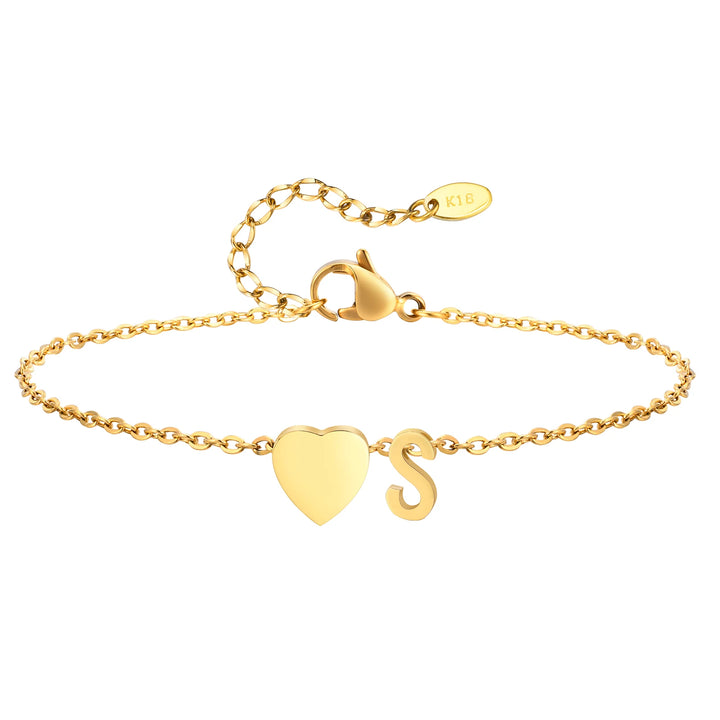 Heart Charm Initial Anklet