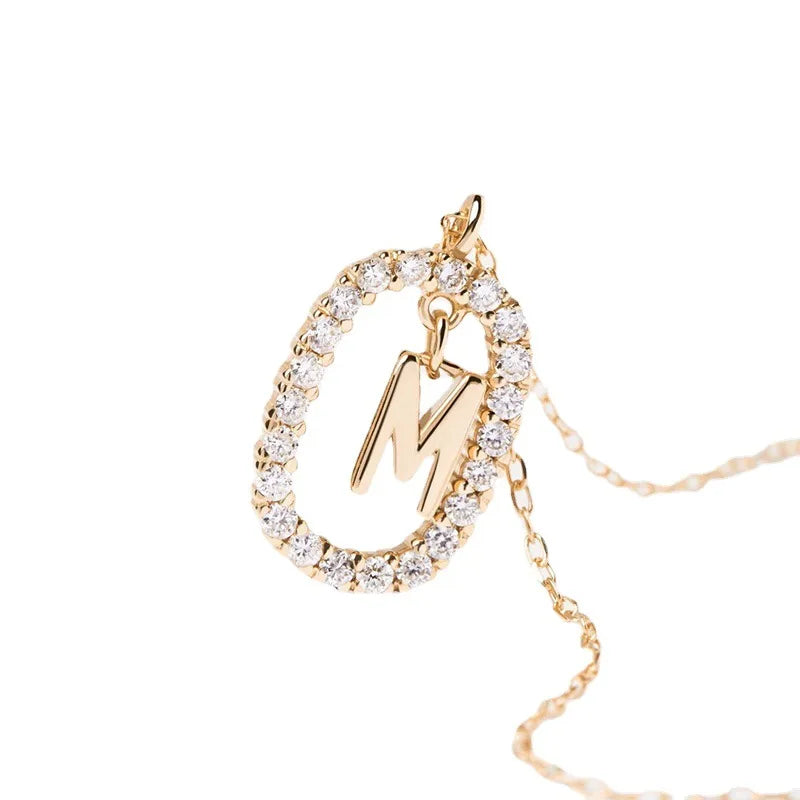 Diamond Halo Initial Necklace