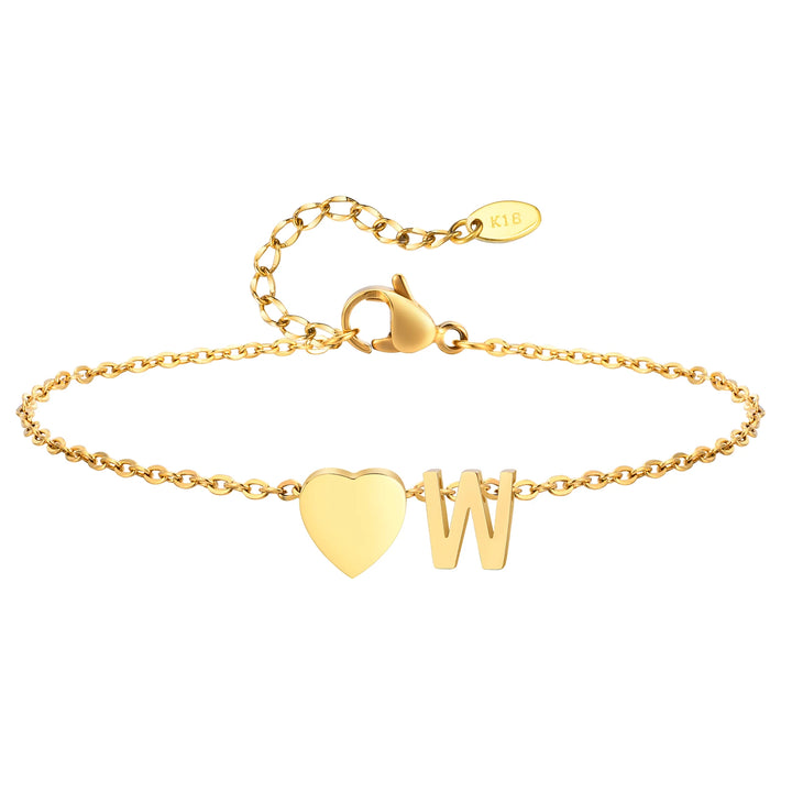 Heart Charm Initial Anklet
