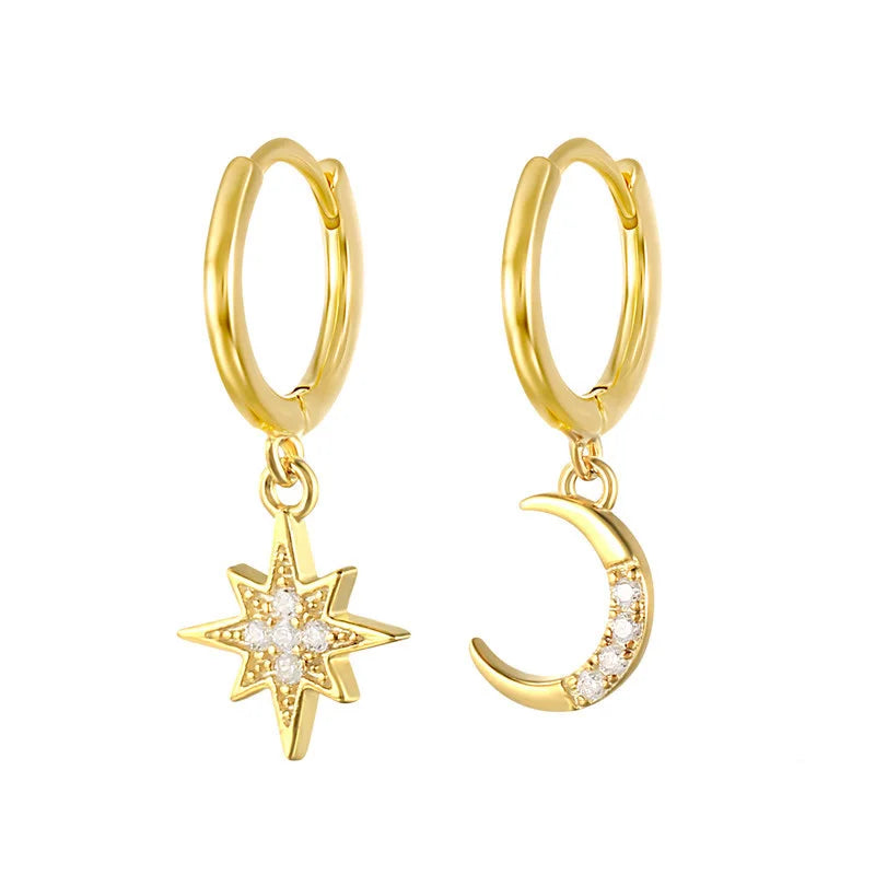 Moon Sun Earrings Pair