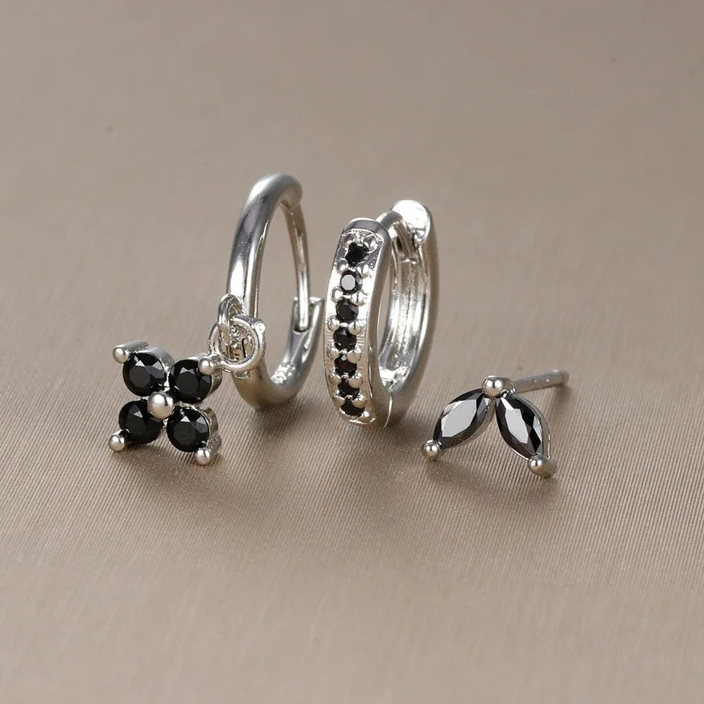 3 Pieces Flowers Drop Earring Set