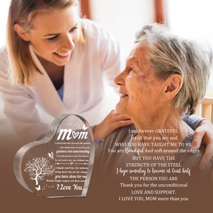 Grateful Message to Mom - Heart Acrylic Keepsake
