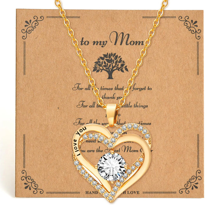 To my Mother I Love You Double Hearts Necklace