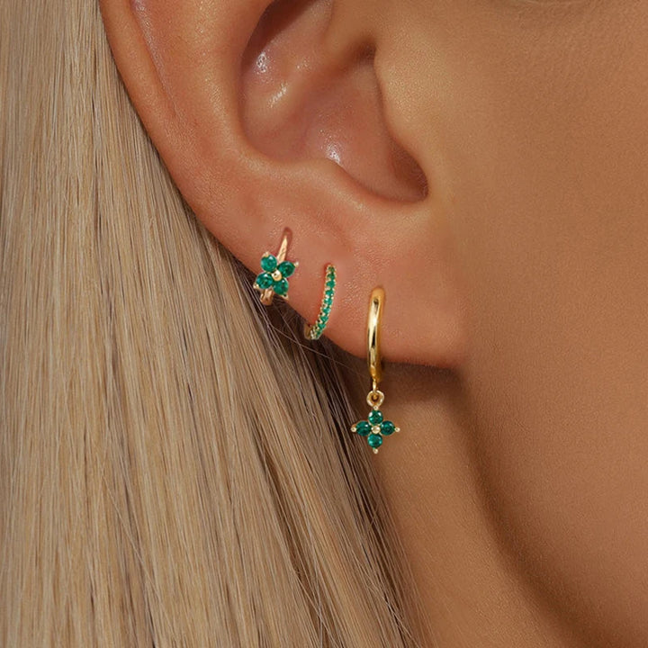 3 Pieces Flowers Drop Earring Set