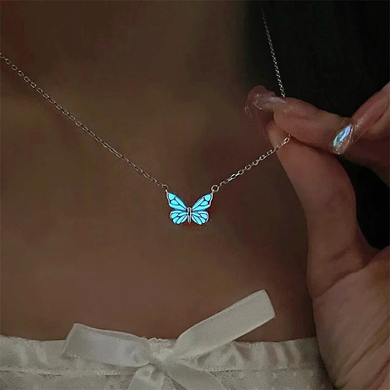 Luminous Butterfly Charm Necklace &amp; Bracelet Set