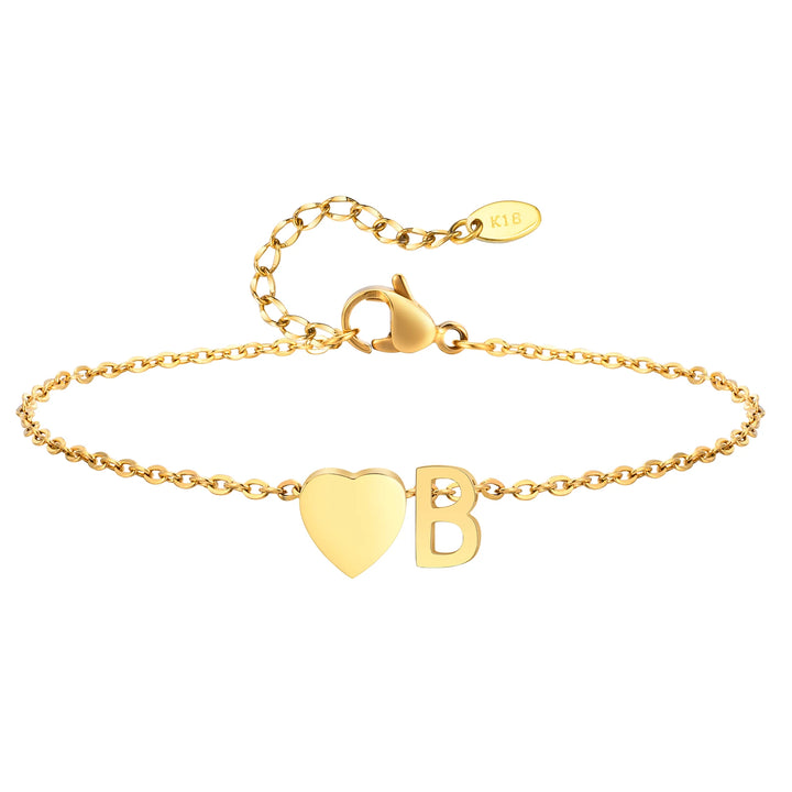 Heart Charm Initial Anklet