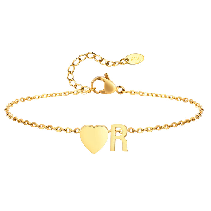 Heart Charm Initial Anklet