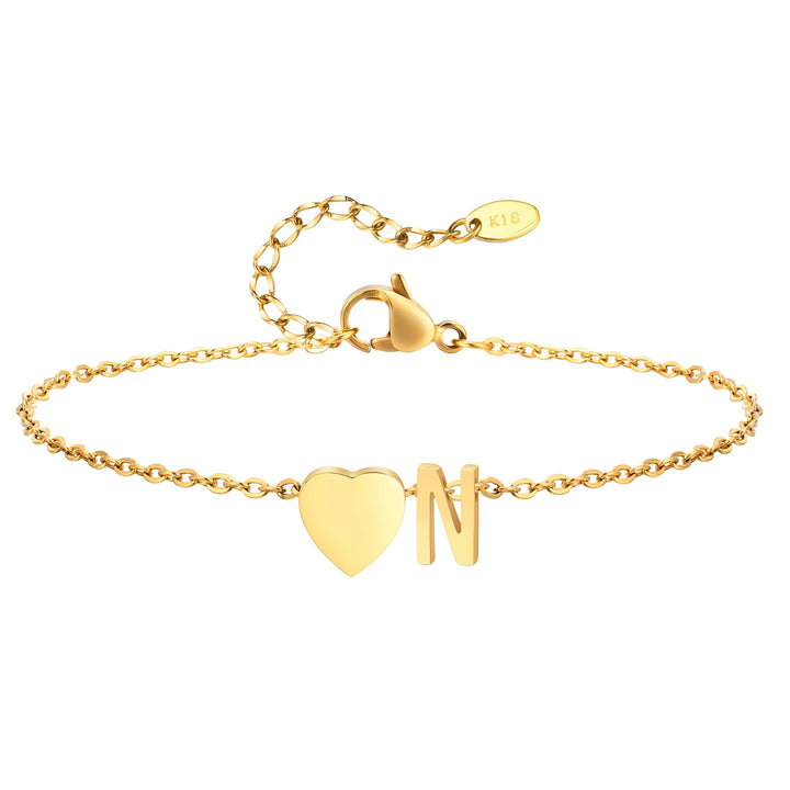 Heart Charm Initial Anklet