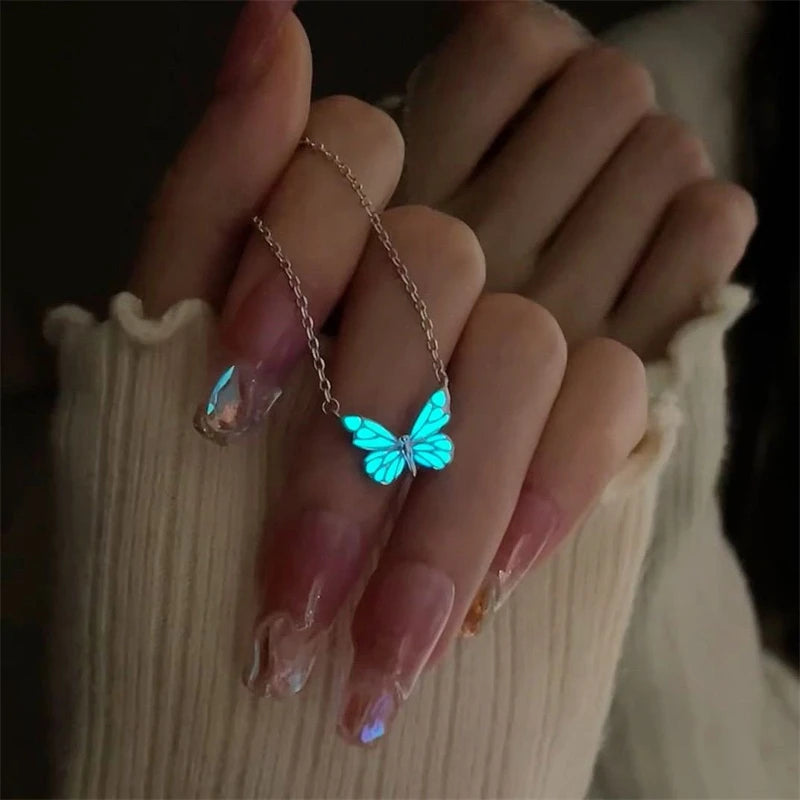 Luminous Butterfly Charm Necklace &amp; Bracelet Set