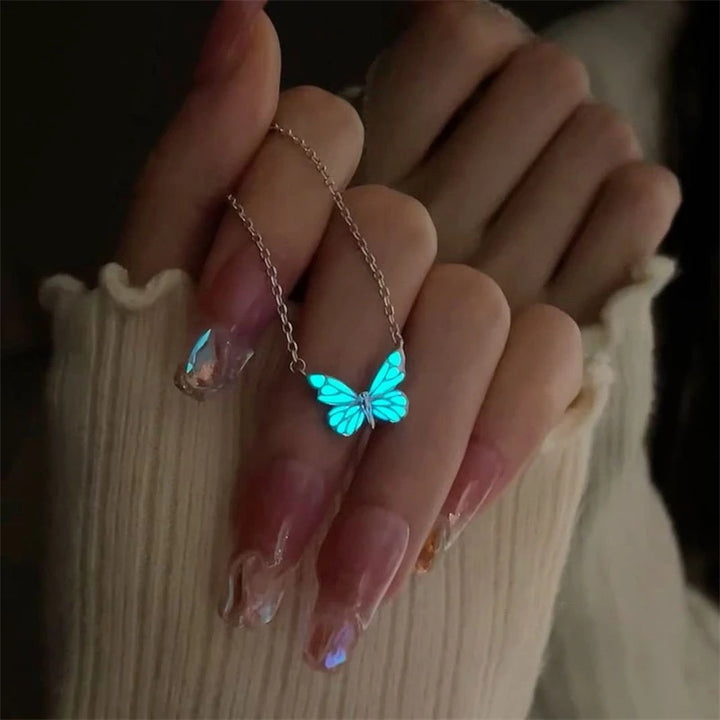 Luminous Butterfly Charm Necklace &amp; Bracelet Set