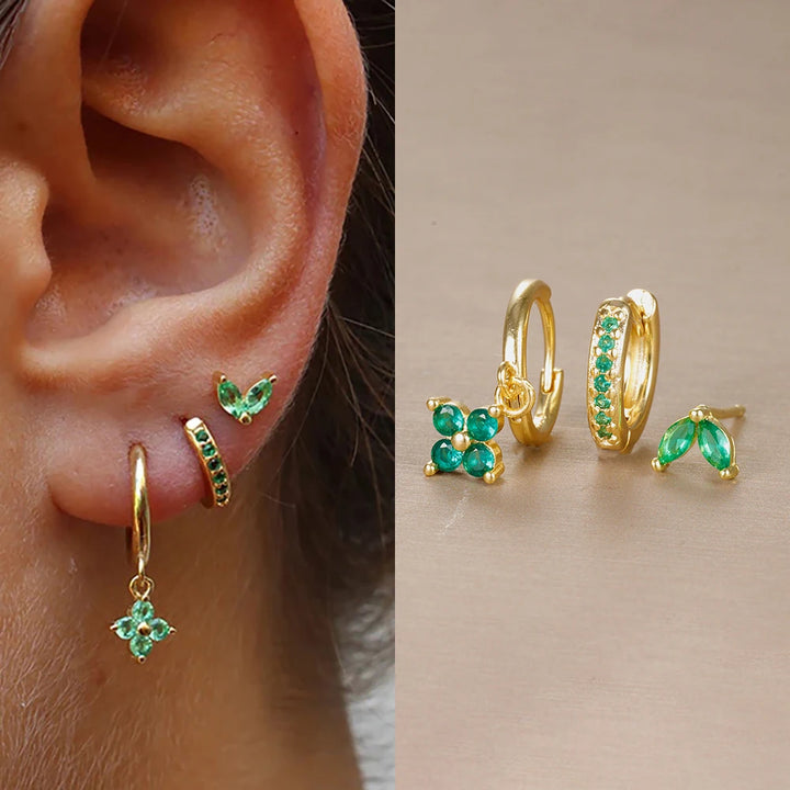3 Pieces Flowers Drop Earring Set