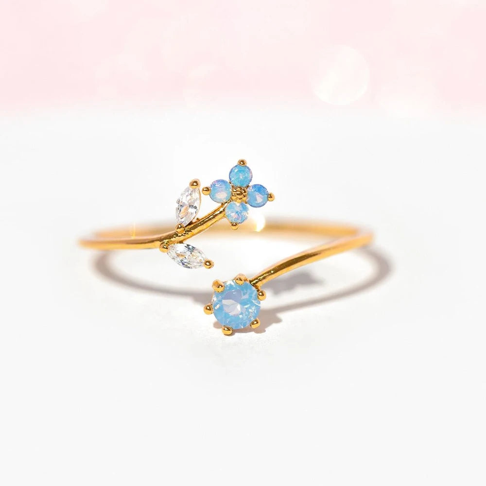 Blue Blossom Open Ring