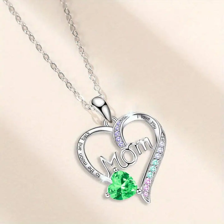 I Love You Mom Heart Necklace - Mom's Birthday - Mother's Day