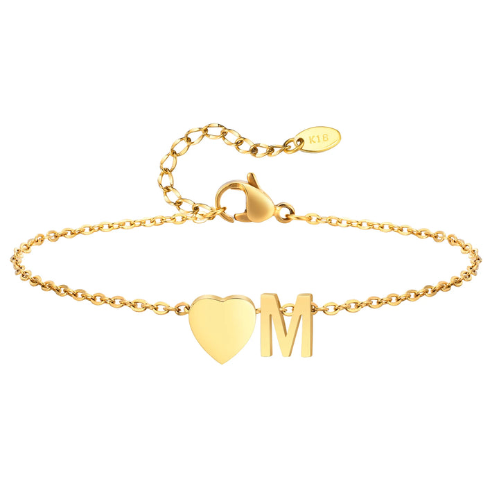 Heart Charm Initial Anklet