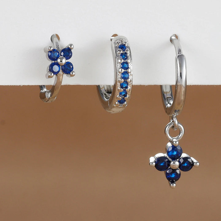 3 Pieces Flowers Drop Earring Set