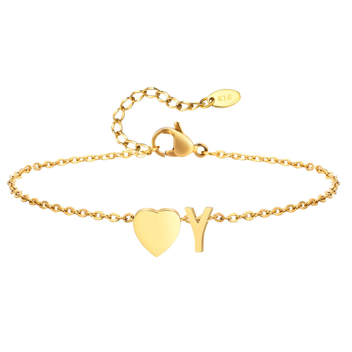 Heart Charm Initial Anklet