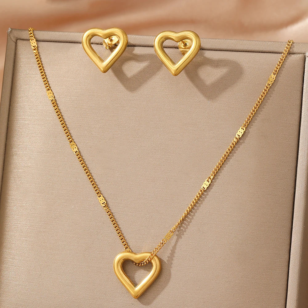 Verona Heart Jewelry Necklace &amp; Earrings Set