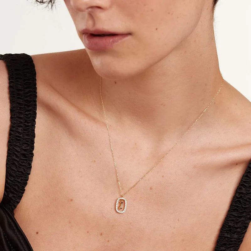 Diamond Halo Initial Necklace