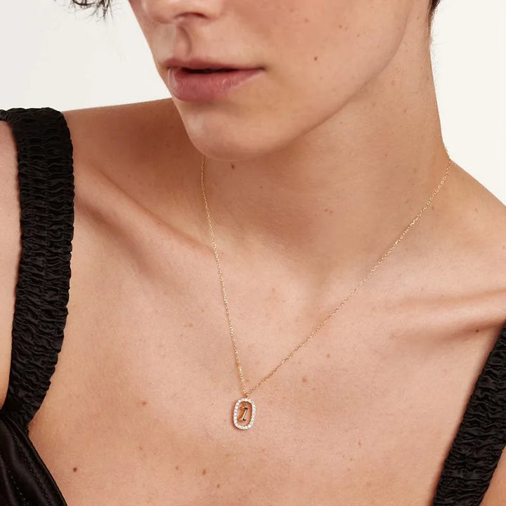 Diamond Halo Initial Necklace