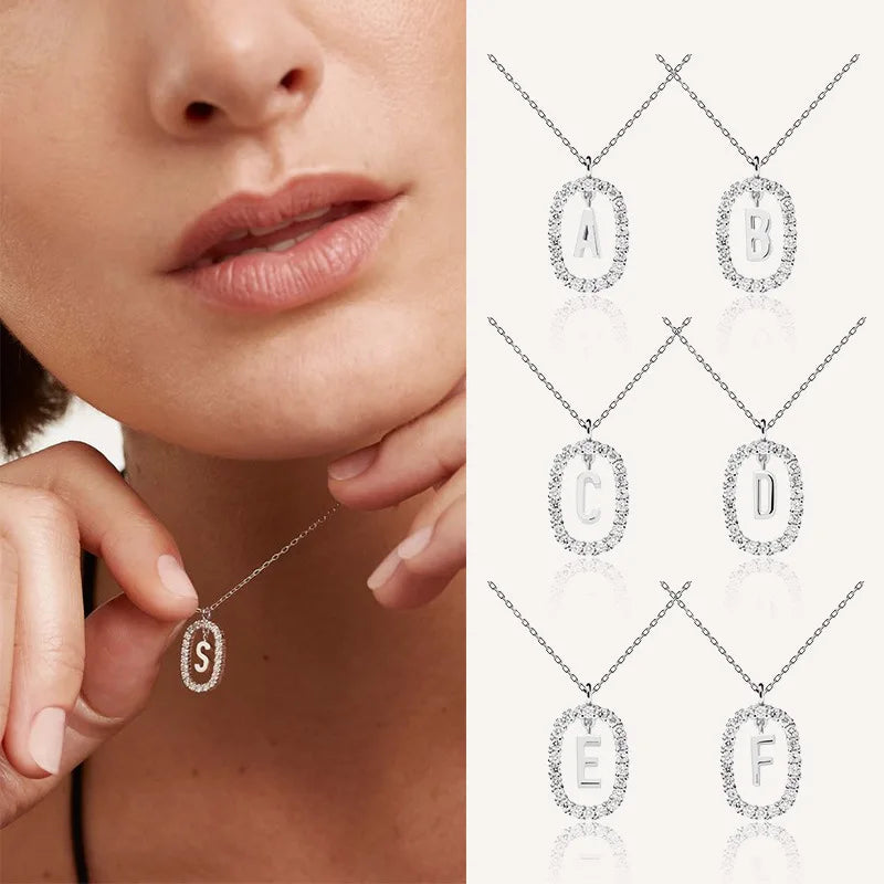Diamond Halo Initial Necklace