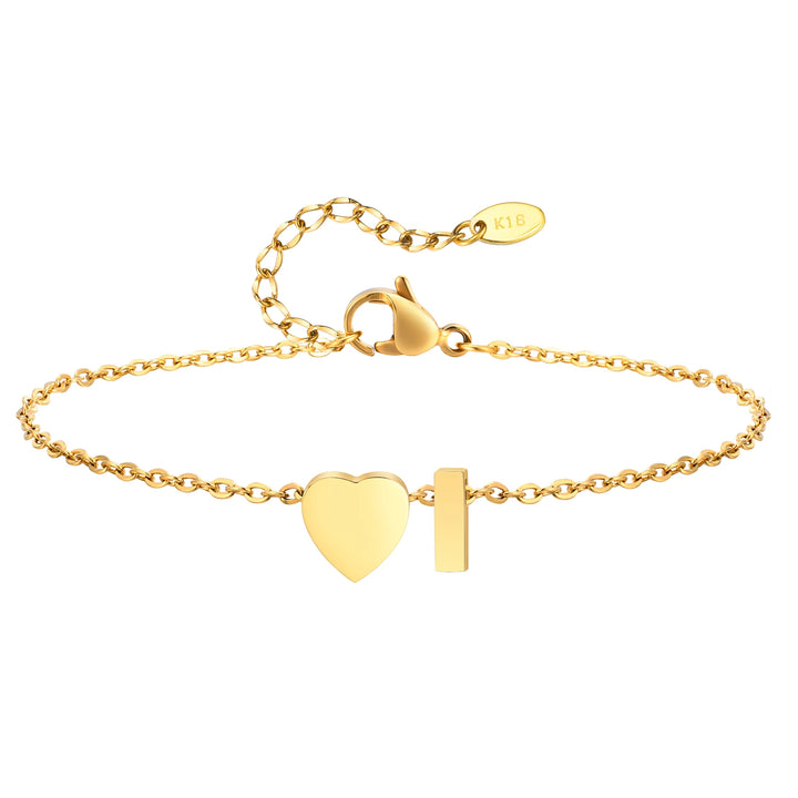 Heart Charm Initial Anklet