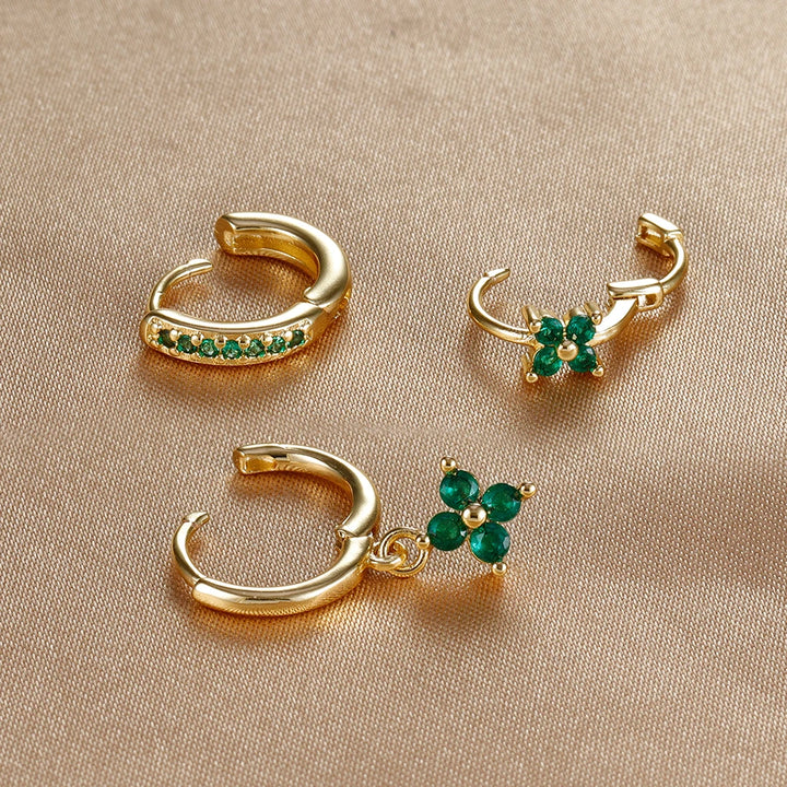 3 Pieces Flowers Drop Earring Set