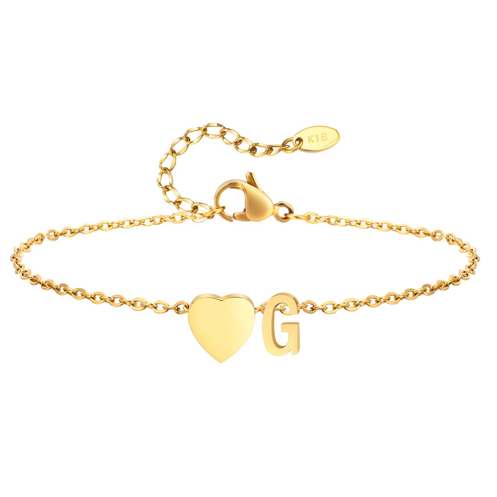 Heart Charm Initial Anklet