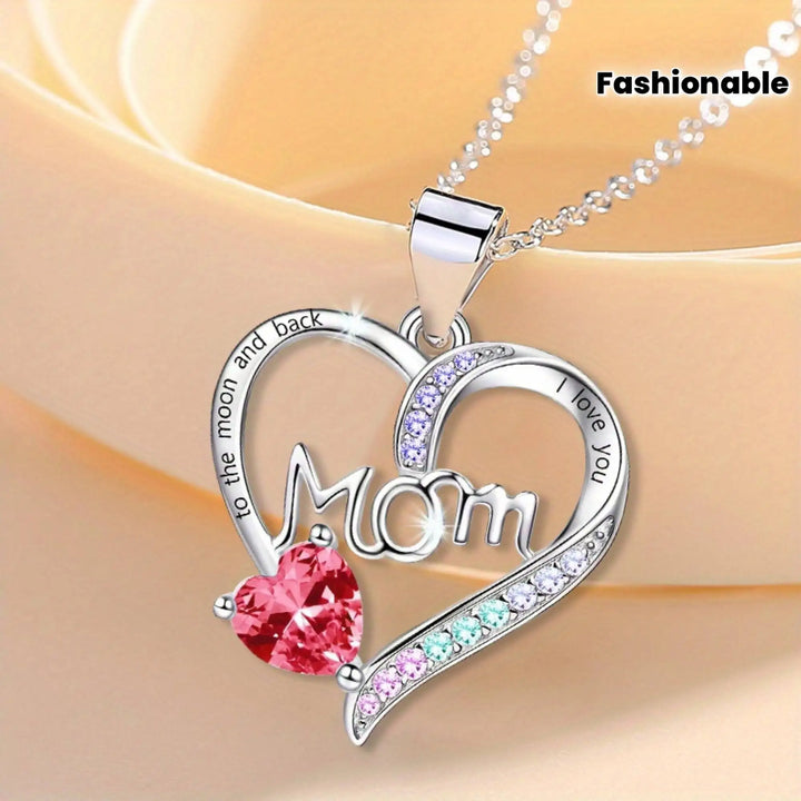 I Love You Mom Heart Necklace - Mom's Birthday - Mother's Day
