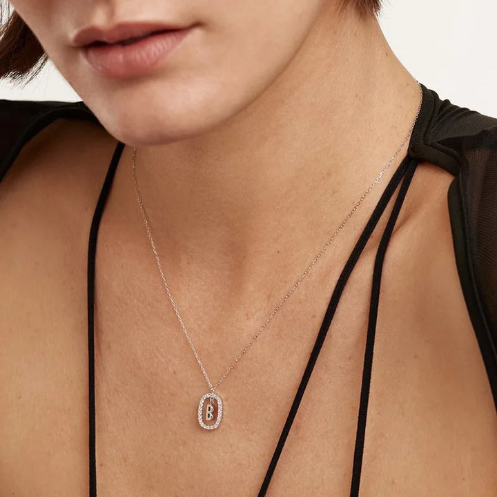 Diamond Halo Initial Necklace
