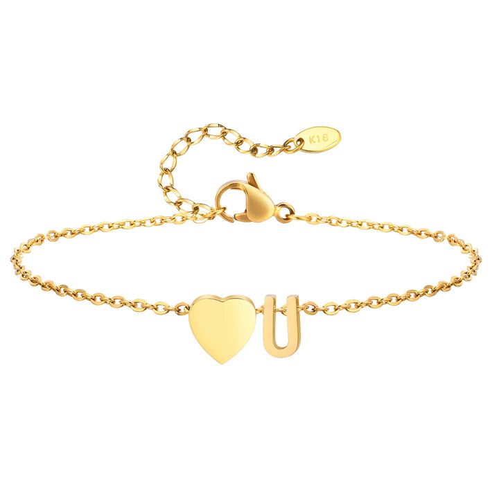 Heart Charm Initial Anklet
