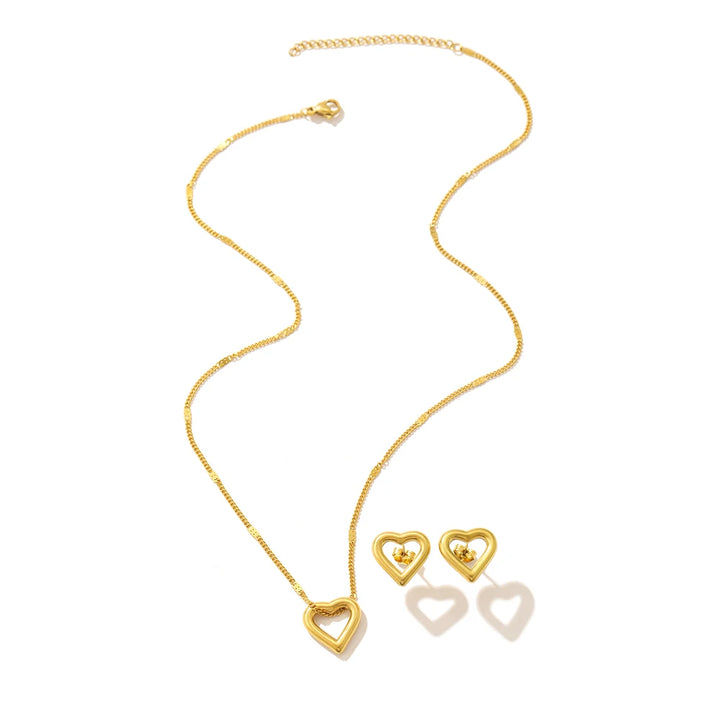 Verona Heart Jewelry Necklace &amp; Earrings Set