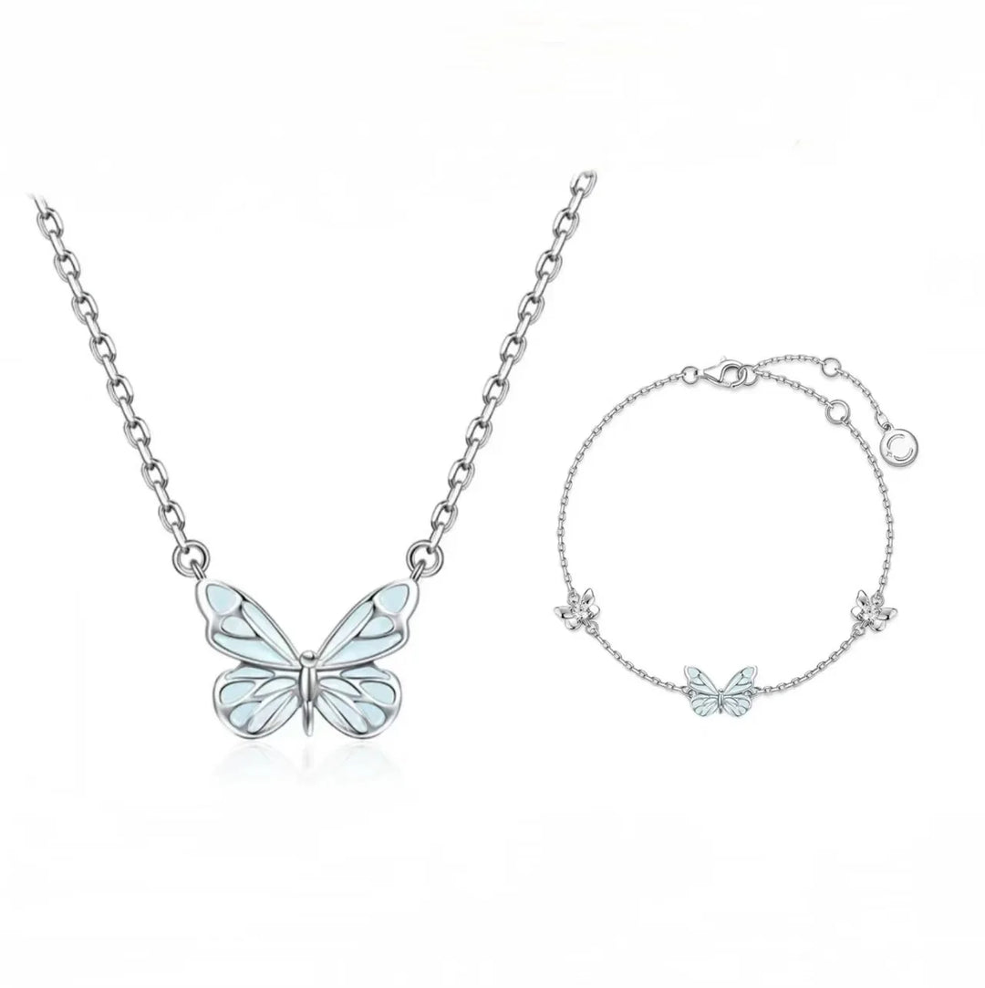 Luminous Butterfly Charm Necklace &amp; Bracelet Set
