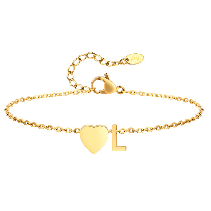 Heart Charm Initial Anklet