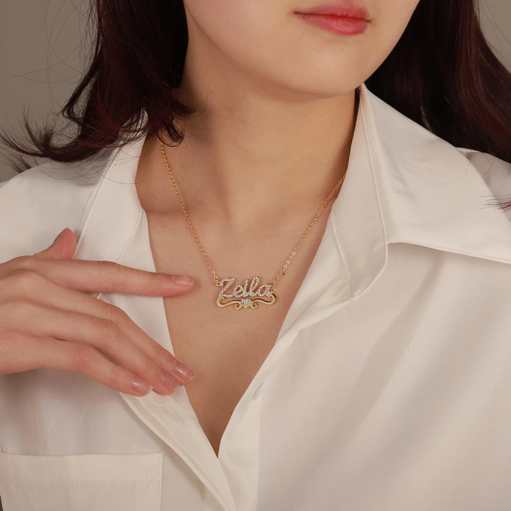Frosted Heart Name Necklace