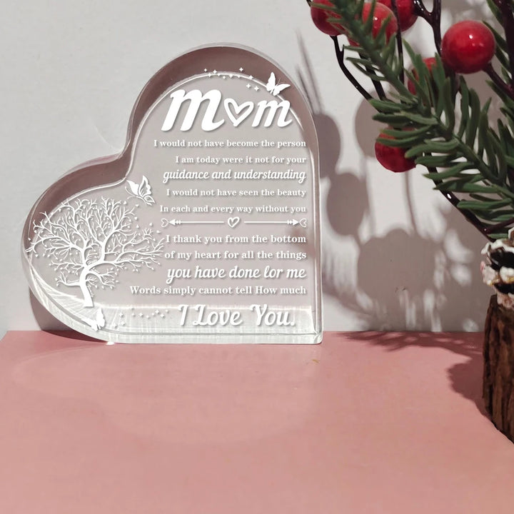 Grateful Message to Mom - Heart Acrylic Keepsake