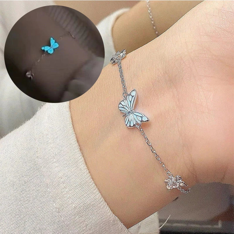 Luminous Butterfly Charm Necklace &amp; Bracelet Set