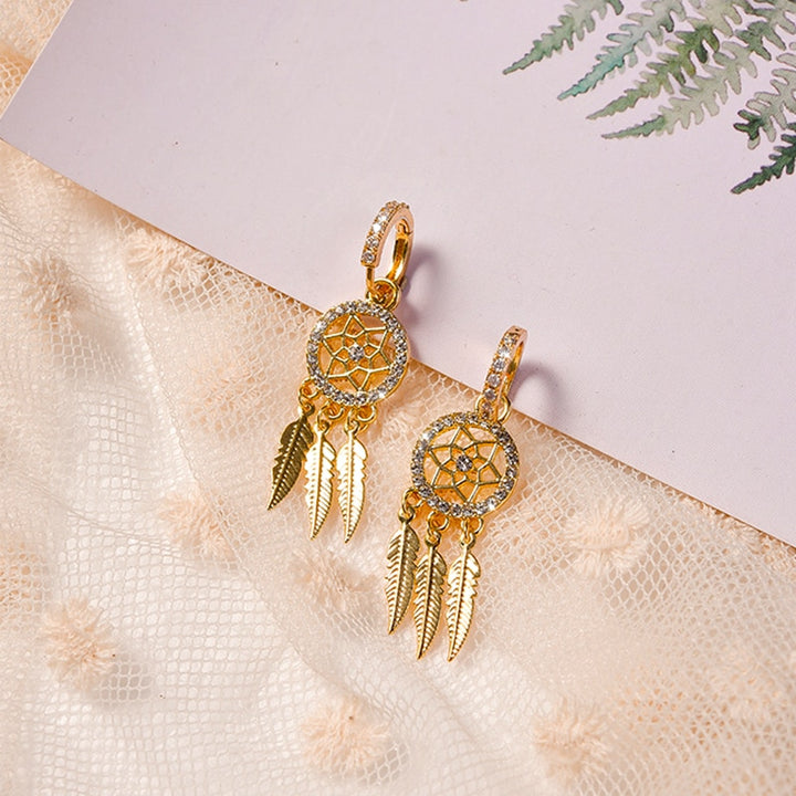 Dreamcatcher 14k Solid Gold Earrings