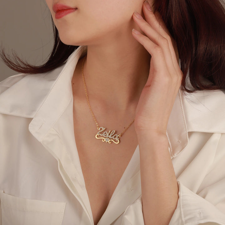 Frosted Heart Name Necklace