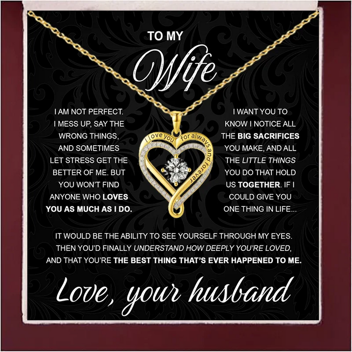 To My Wife From Heart X Heart Necklace